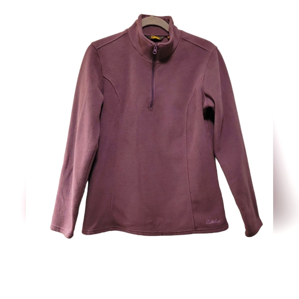Cabelas, Fleece Jacket, Pullover, Soft, Zipper Top, Collar, Purple, Women's sz S